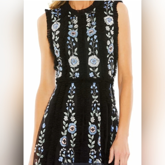 Mac Duggal Sequin Floral Tulle Cocktail Dress Sz 0, 4 NWT - Picture 2 of 12